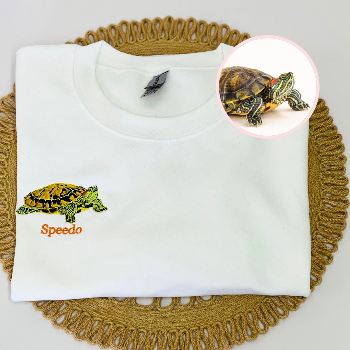 Custom Full-Color Pet Face Photo Embroidered Sweatshirt