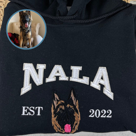 Personalized Varsity Dog Embroidered Hoodie with Dog Name