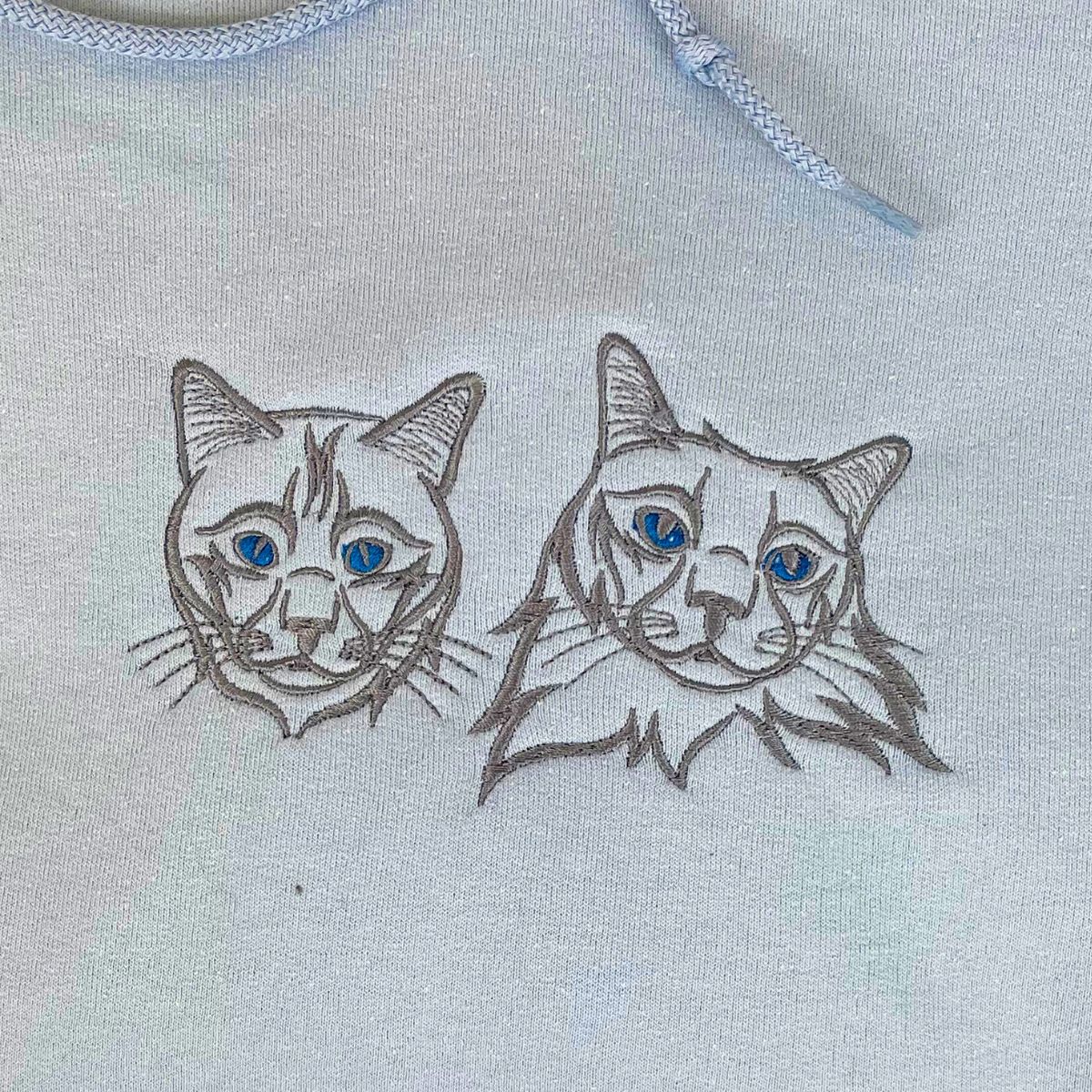 Custom Cat Face Line Art Embroidered Hoodie