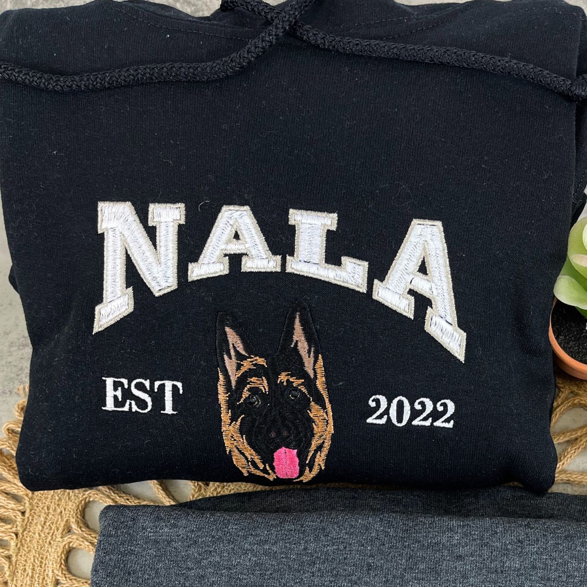 Custom Full-Color Varsity Dog Face Embroidered Hoodie