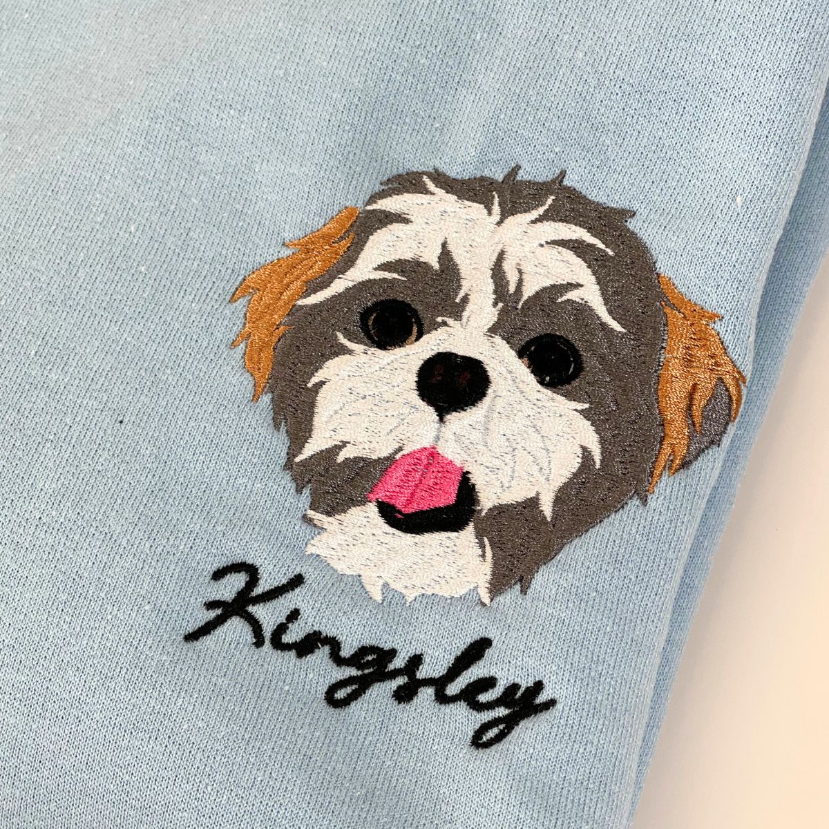 Custom Full-Color Dog Face Photo Embroidered Sweatshirt