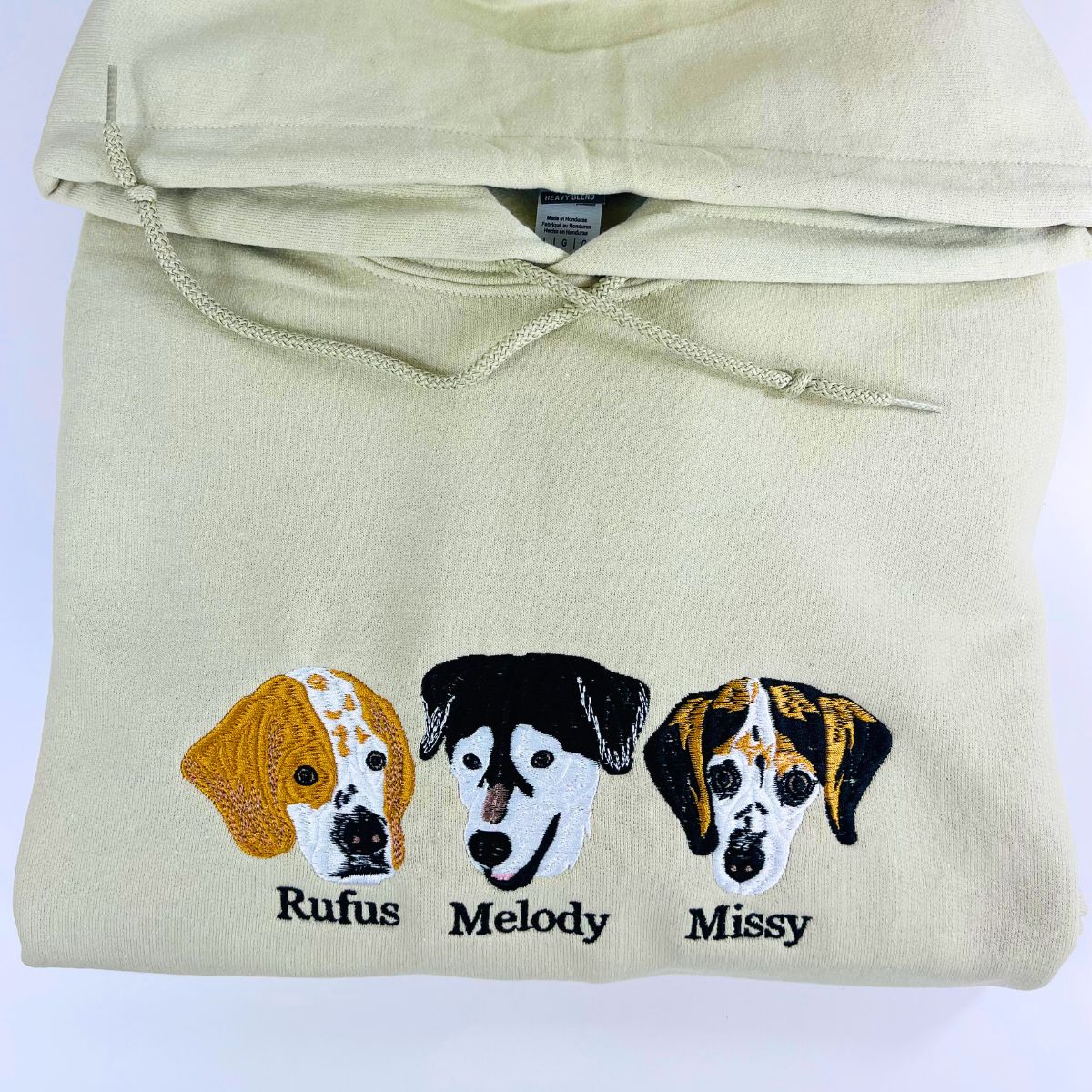 Custom Full-Color Dog Face Photo Embroidered Hoodie