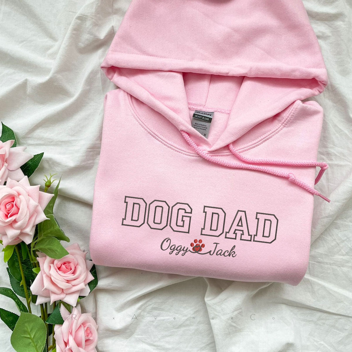 Custom Dog Dad with Names Embroidered Hoodie