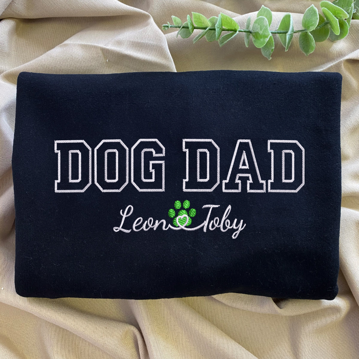Custom Dog Dad with Names Embroidered Hoodie
