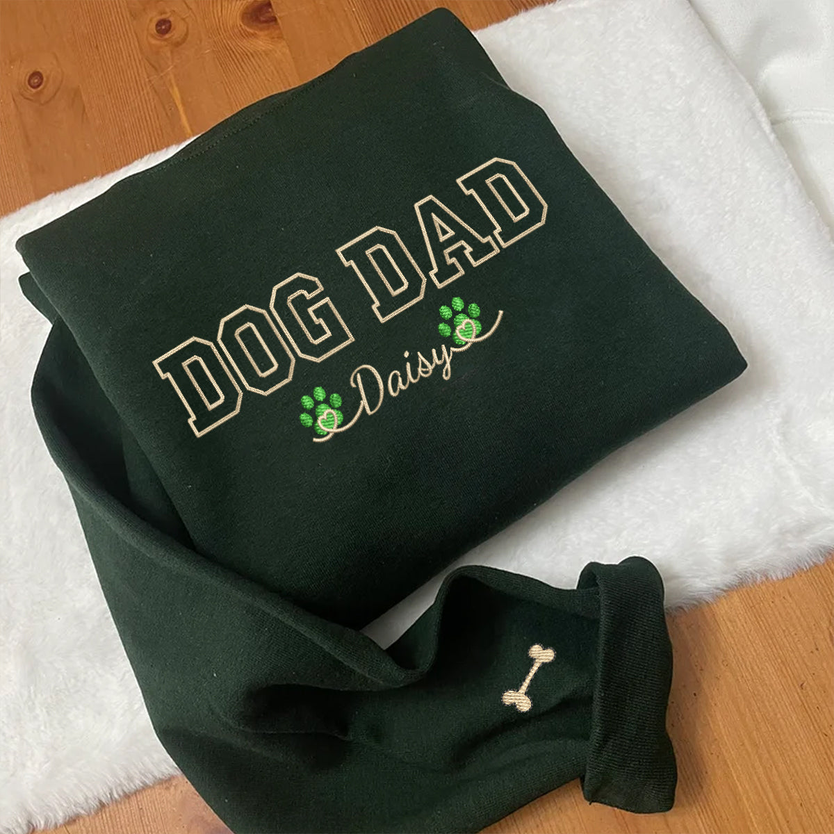 Custom Dog Dad with Names Embroidered Hoodie
