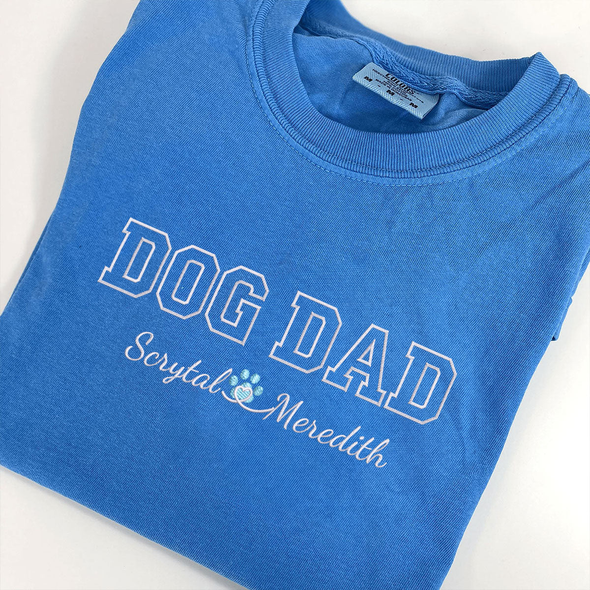 Custom Dog Dad with Names Embroidered T-Shirt