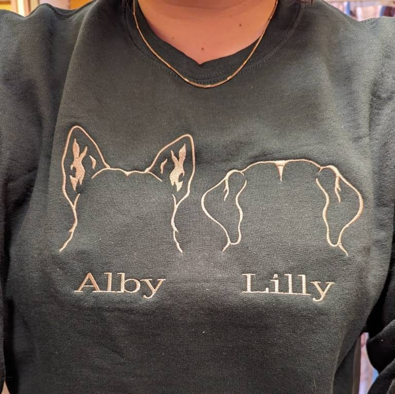 Custom Dog Ear Embroidered Sweatshirt