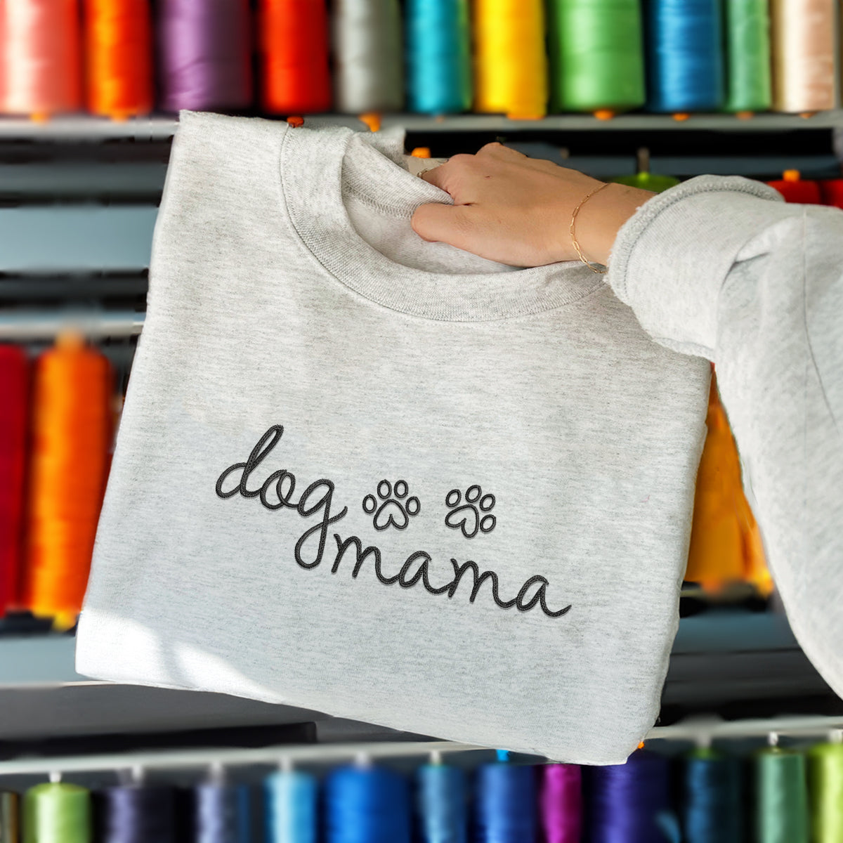 Custom Dog Mama Embroidered Sweatshirt