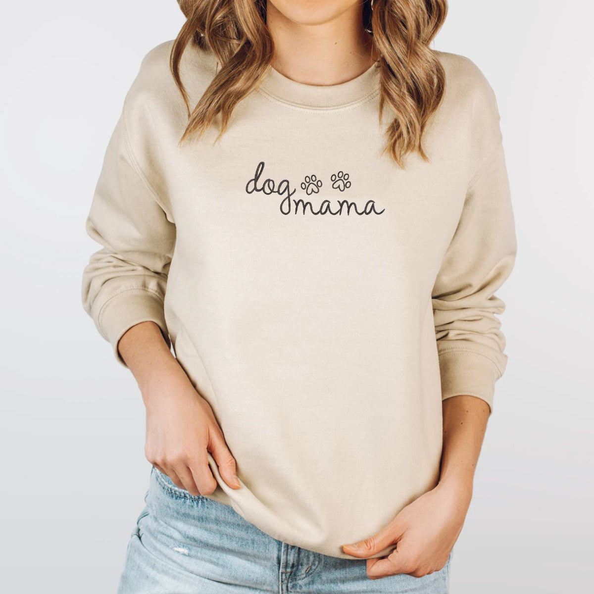 Custom Dog Mama Embroidered Sweatshirt