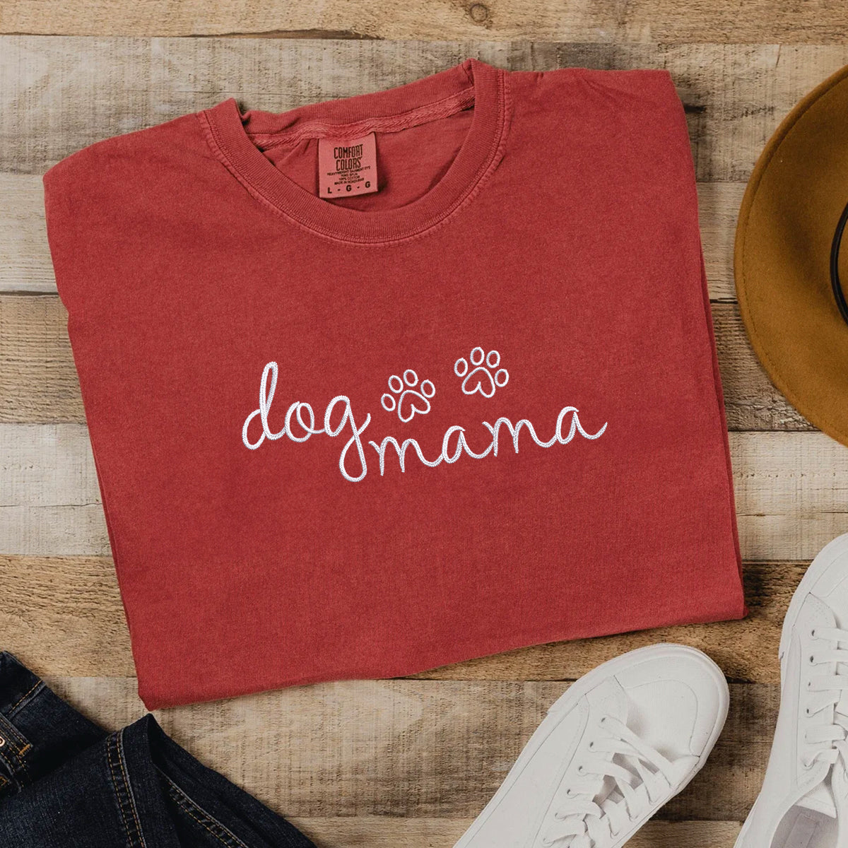 Custom Dog Mama Embroidered T-Shirt