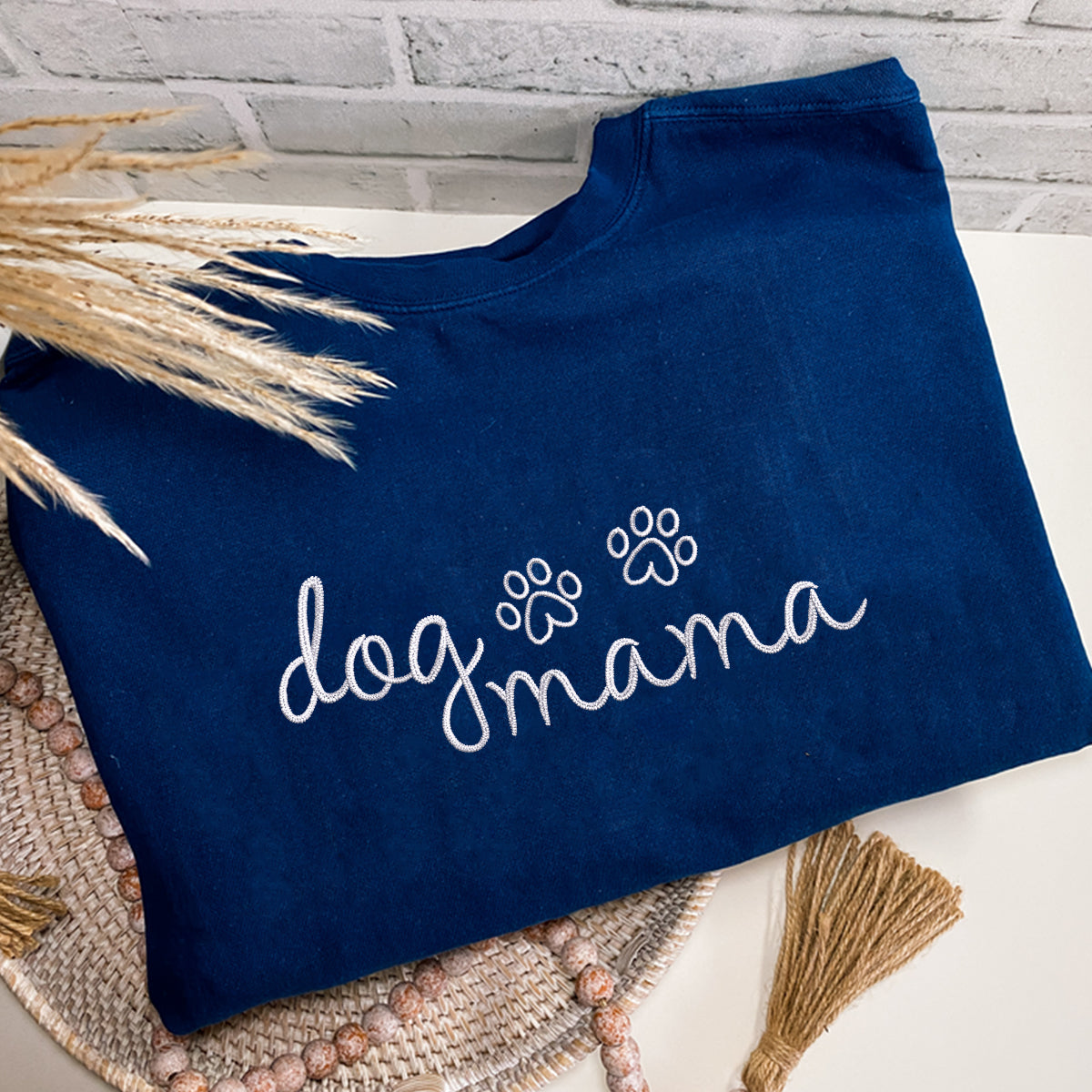 Custom Dog Mama Embroidered T-Shirt