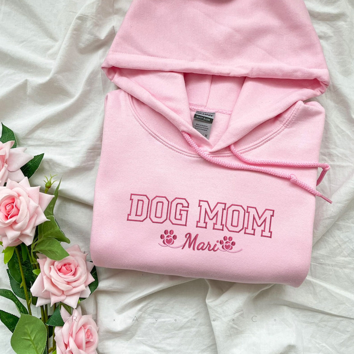 Custom Dog Mom with Names Embroidered Hoodie