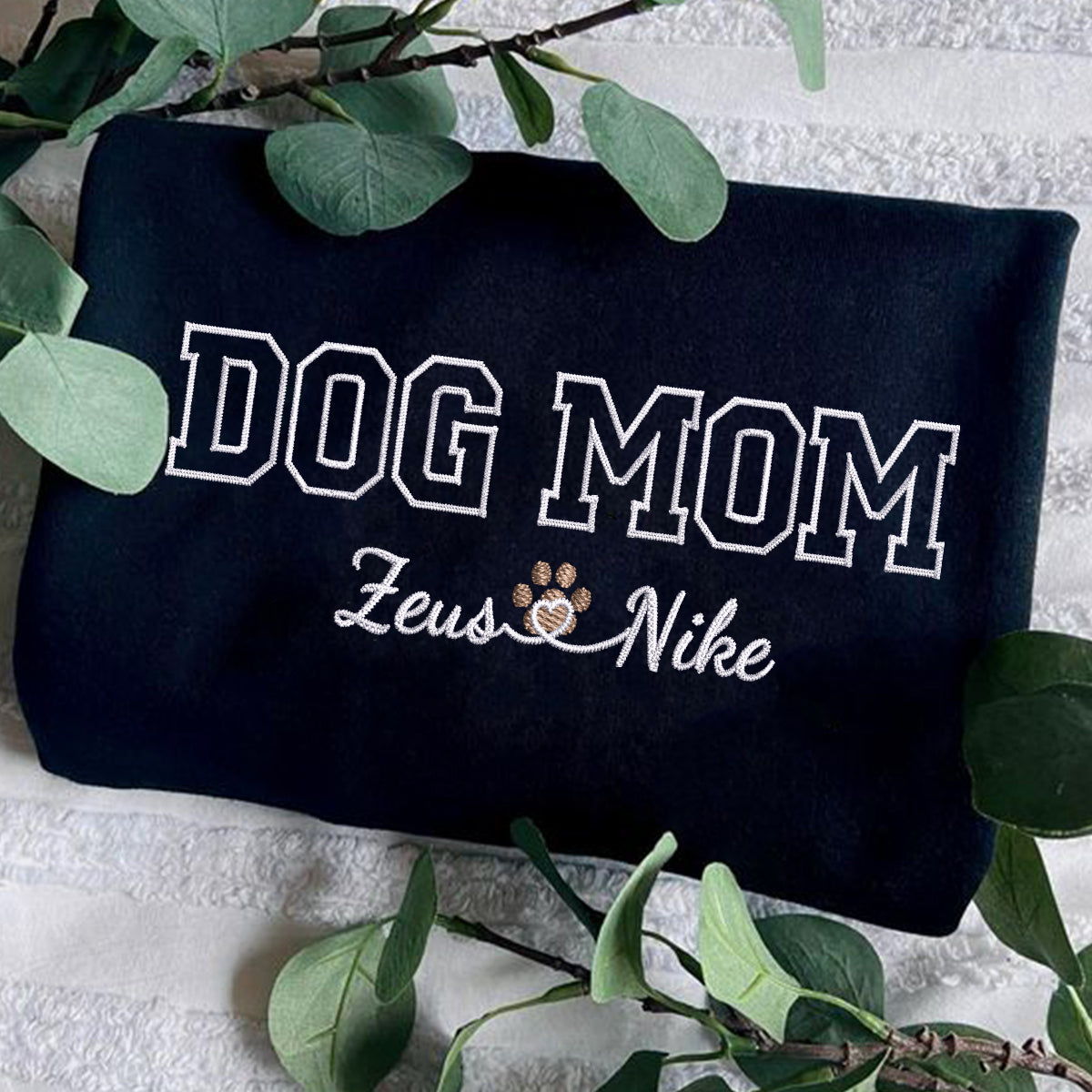 Custom Dog Mom with Names Embroidered Hoodie