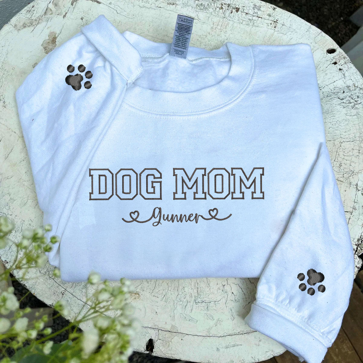Custom Dog Mom with Names Embroidered Sweatshirt