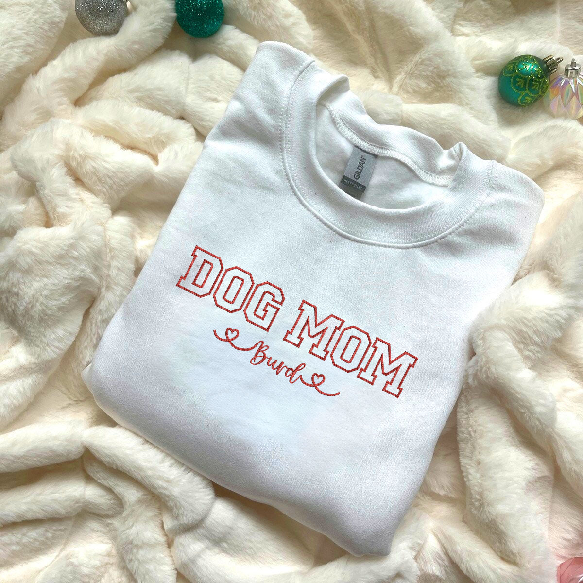 Custom Dog Mom with Names Embroidered Sweatshirt