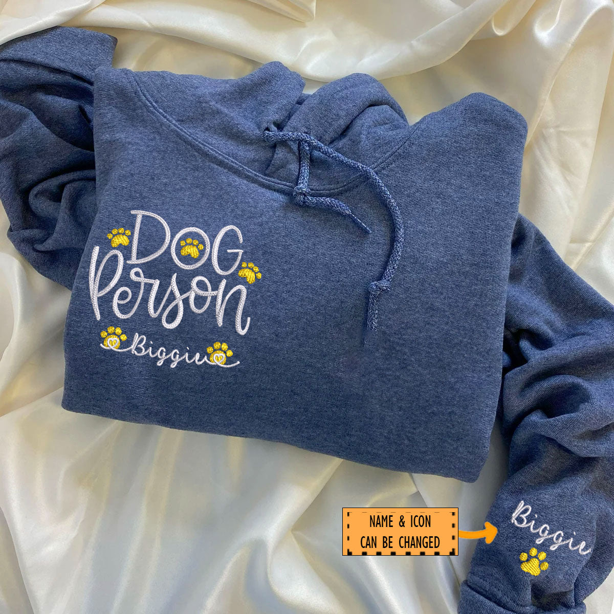 Custom Dog Person With Dog Names Embroidered Hoodie