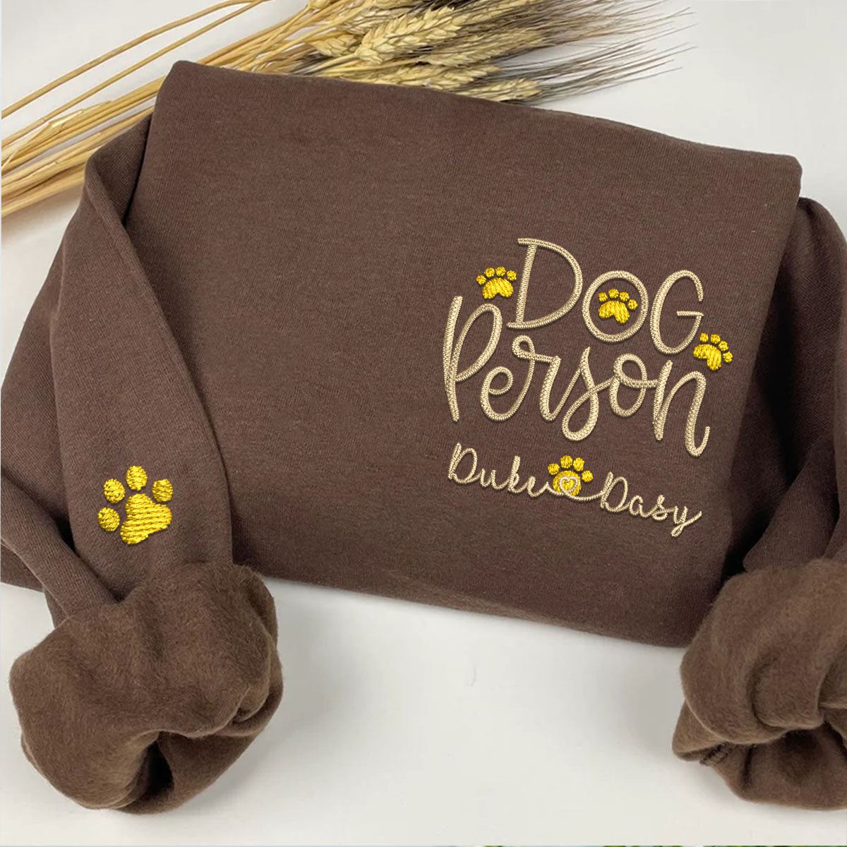 Custom Dog Person With Dog Names Embroidered Hoodie
