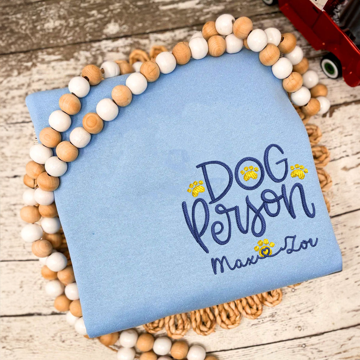 Custom Dog Person With Dog Names Embroidered Sweatshirt