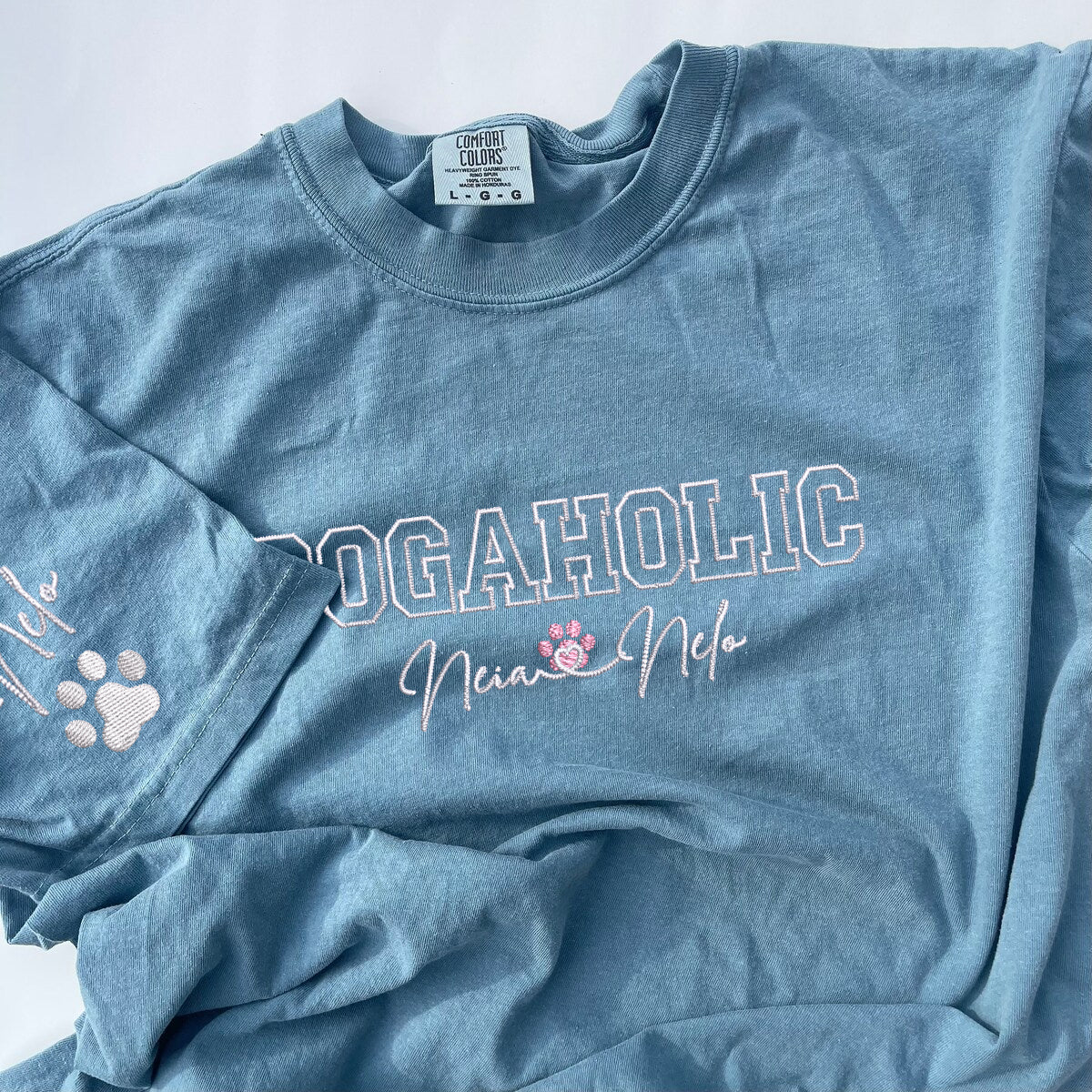 Custom Dogaholic With Names Embroidered T-Shirt