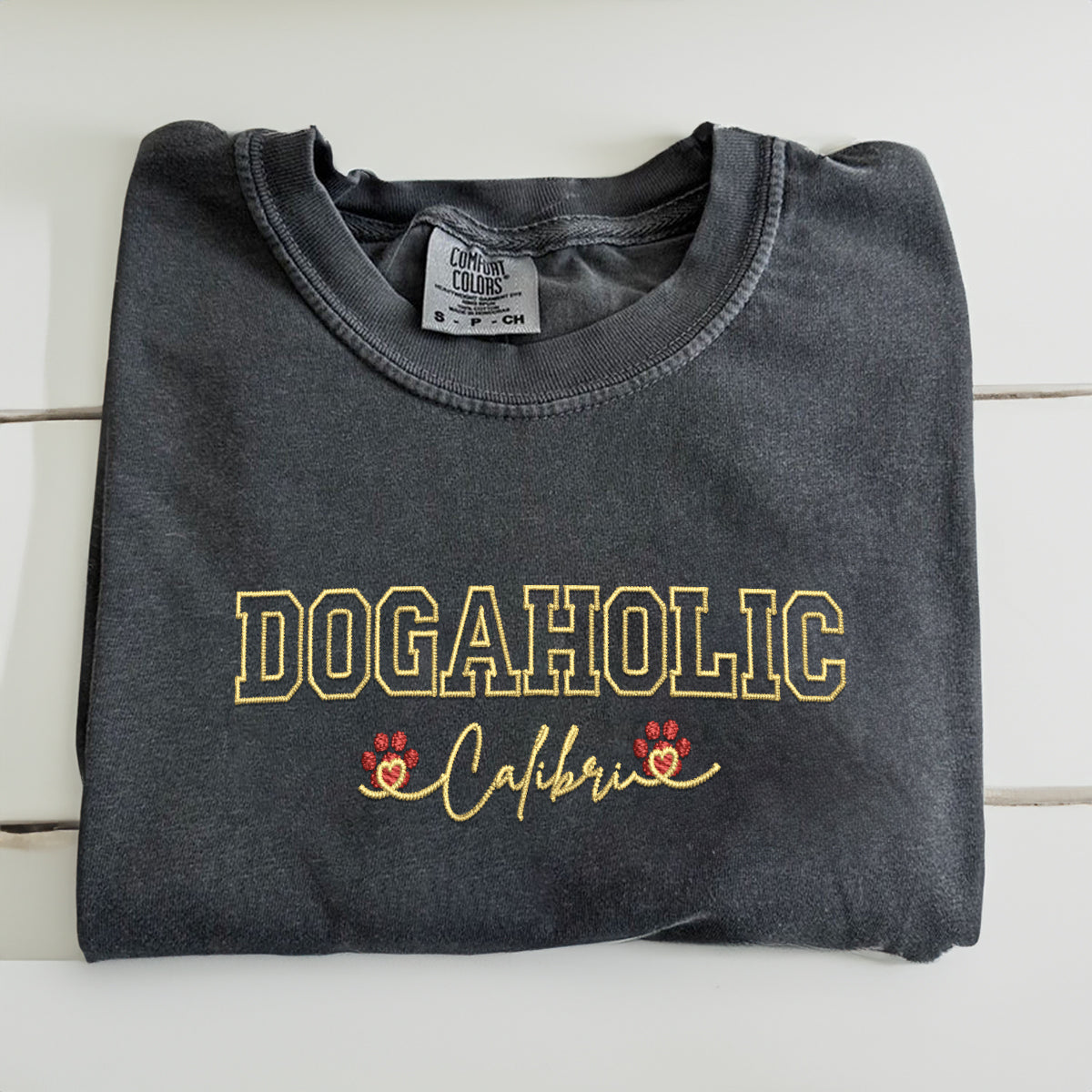 Custom Dogaholic With Names Embroidered T-Shirt