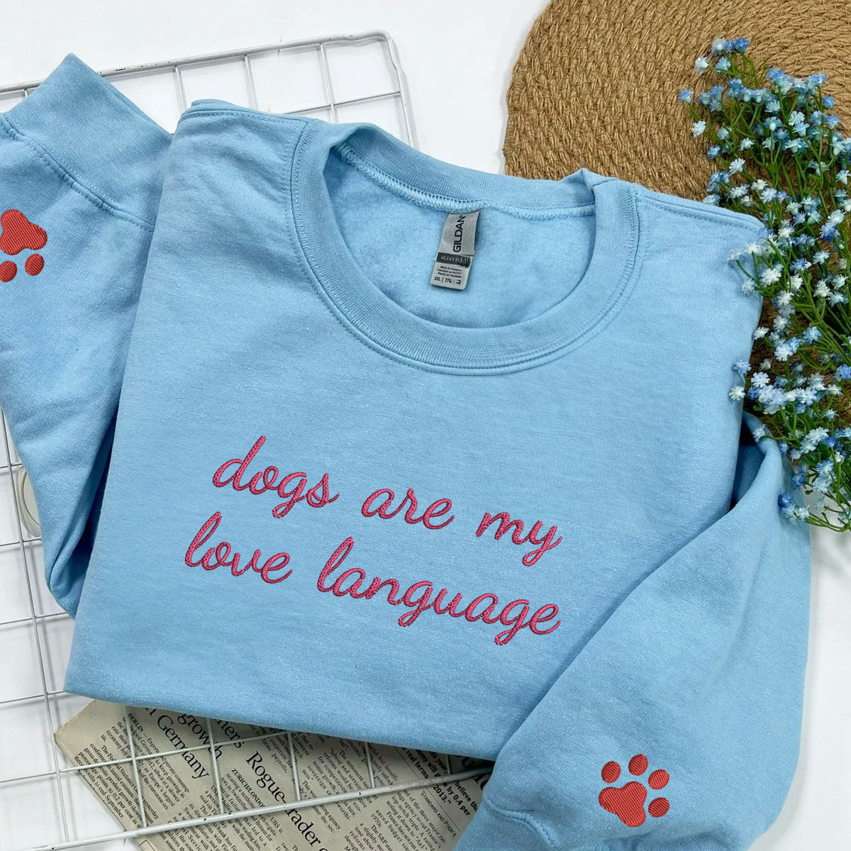 Custom Dogs Are My Love Language Embroidered Sweatshirt