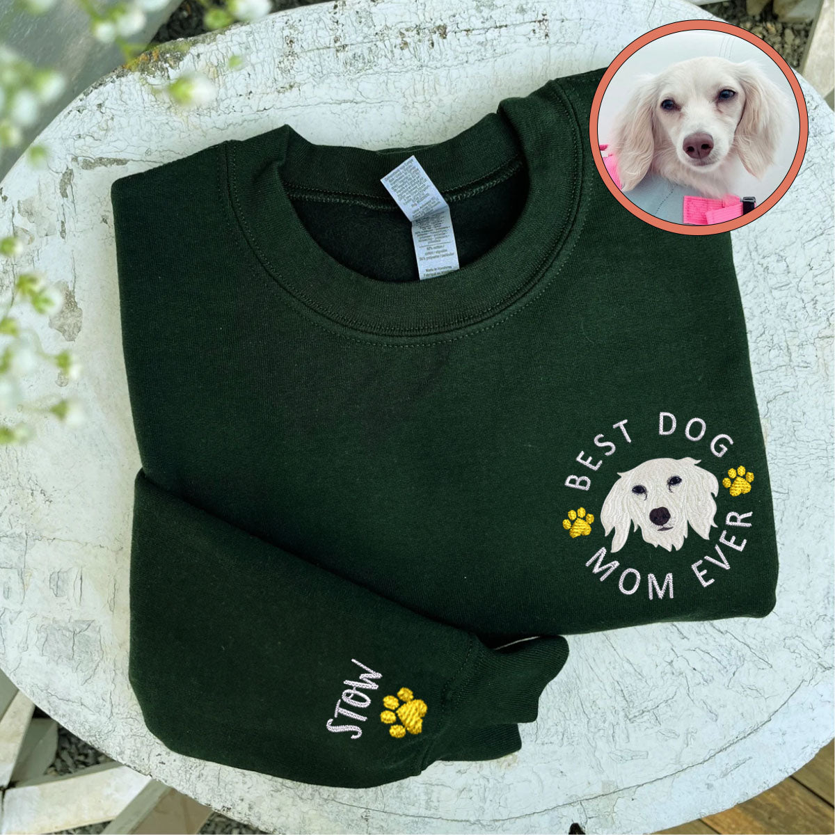 Custom Full-Color Best Dog Mom Ever Embroidered Sweatshirt