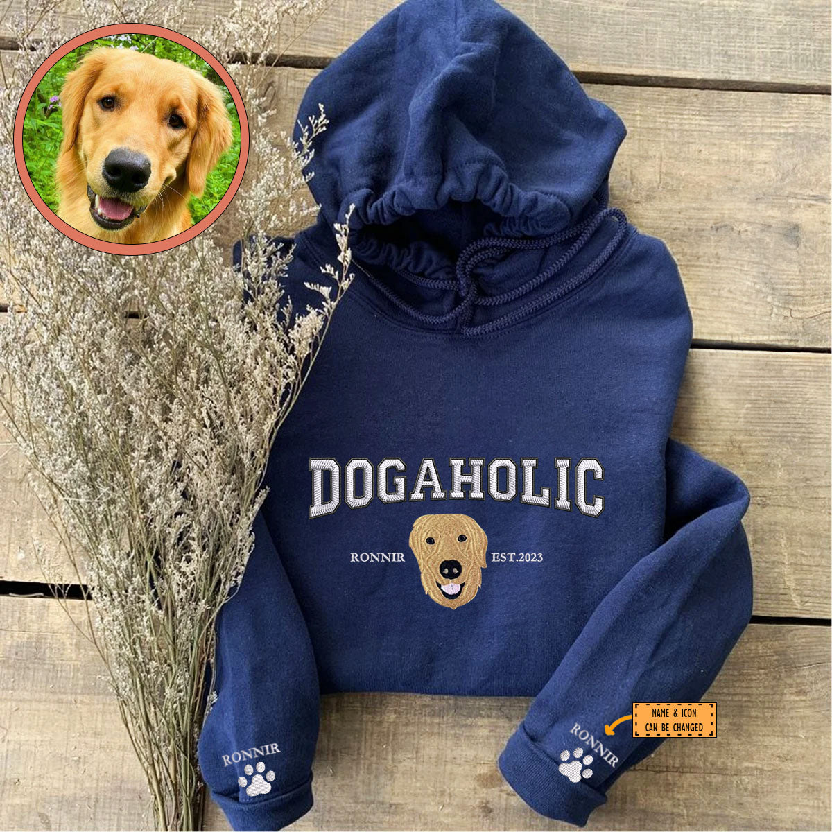 Custom Full-Color Varsity Dogaholic Embroidered Hoodie