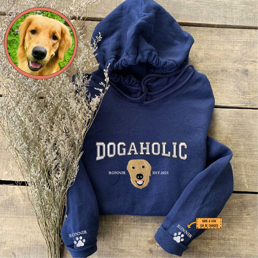 Custom Full-Color Varsity Dogaholic Embroidered Hoodie
