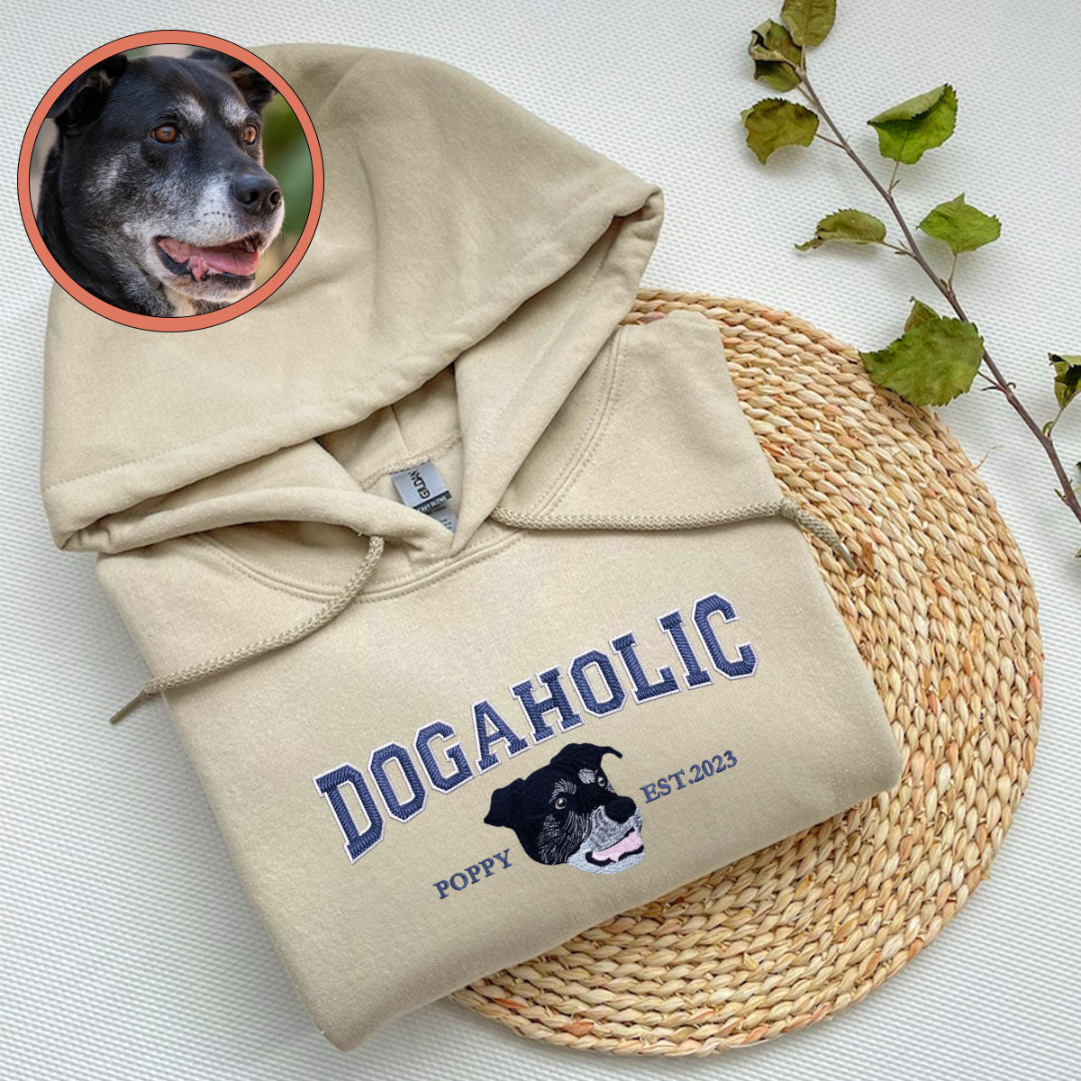 Custom Full-Color Varsity Dogaholic Embroidered Hoodie