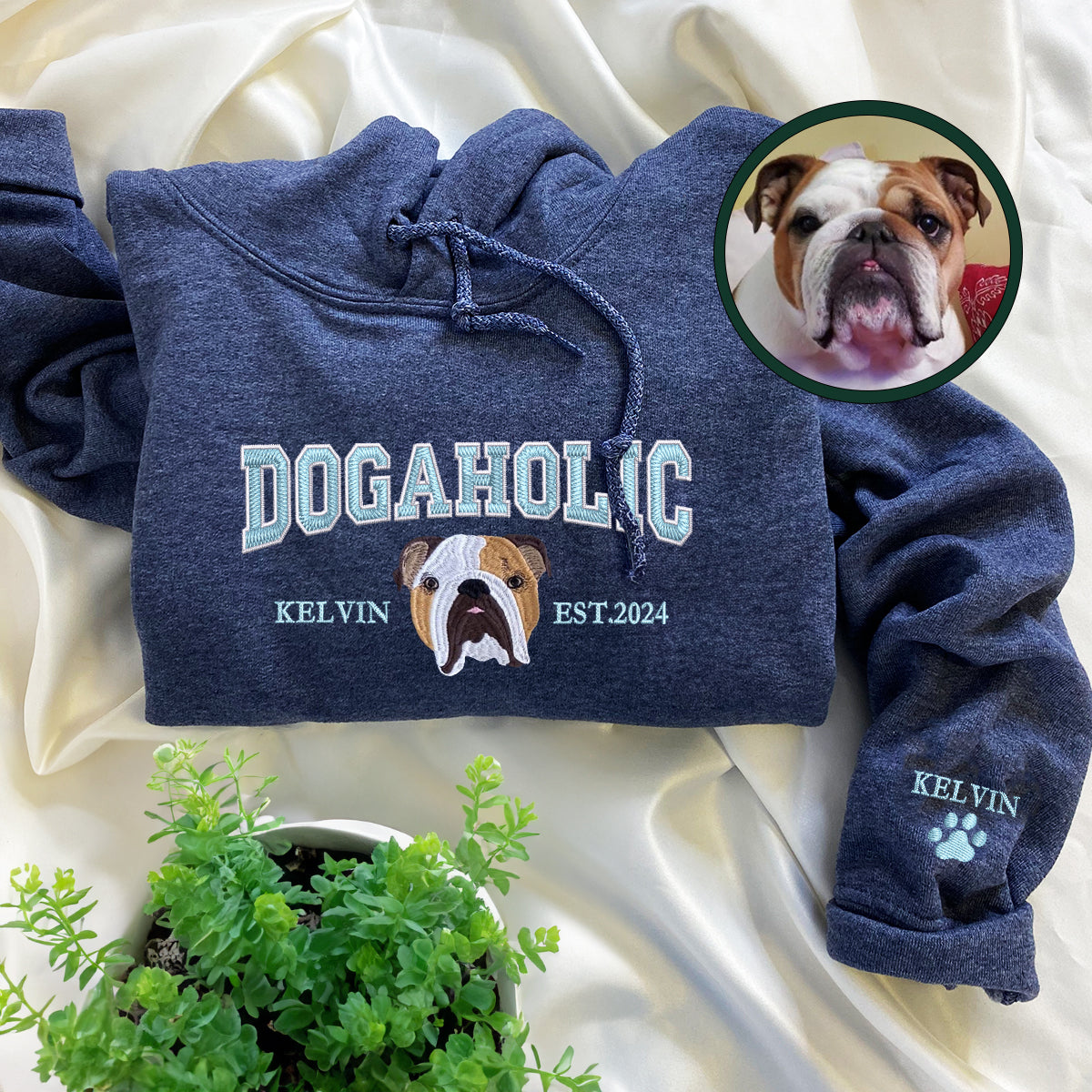 Custom Full-Color Varsity Dogaholic Embroidered Hoodie
