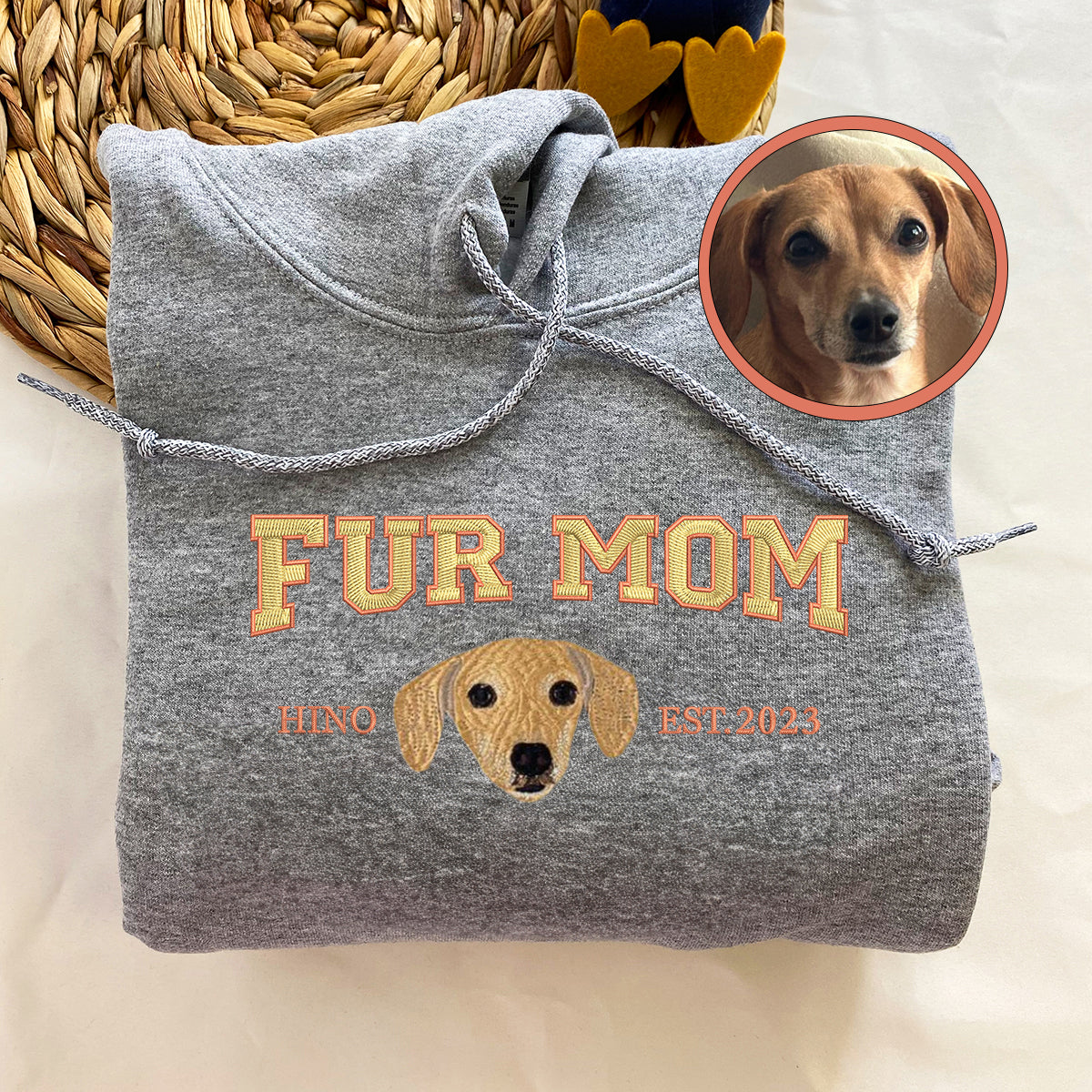 Custom Full-Color Varsity Fur Mom Embroidered Hoodie