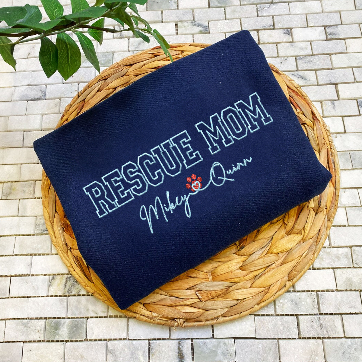 Custom Rescue Mom With Names Embroidered Hoodie