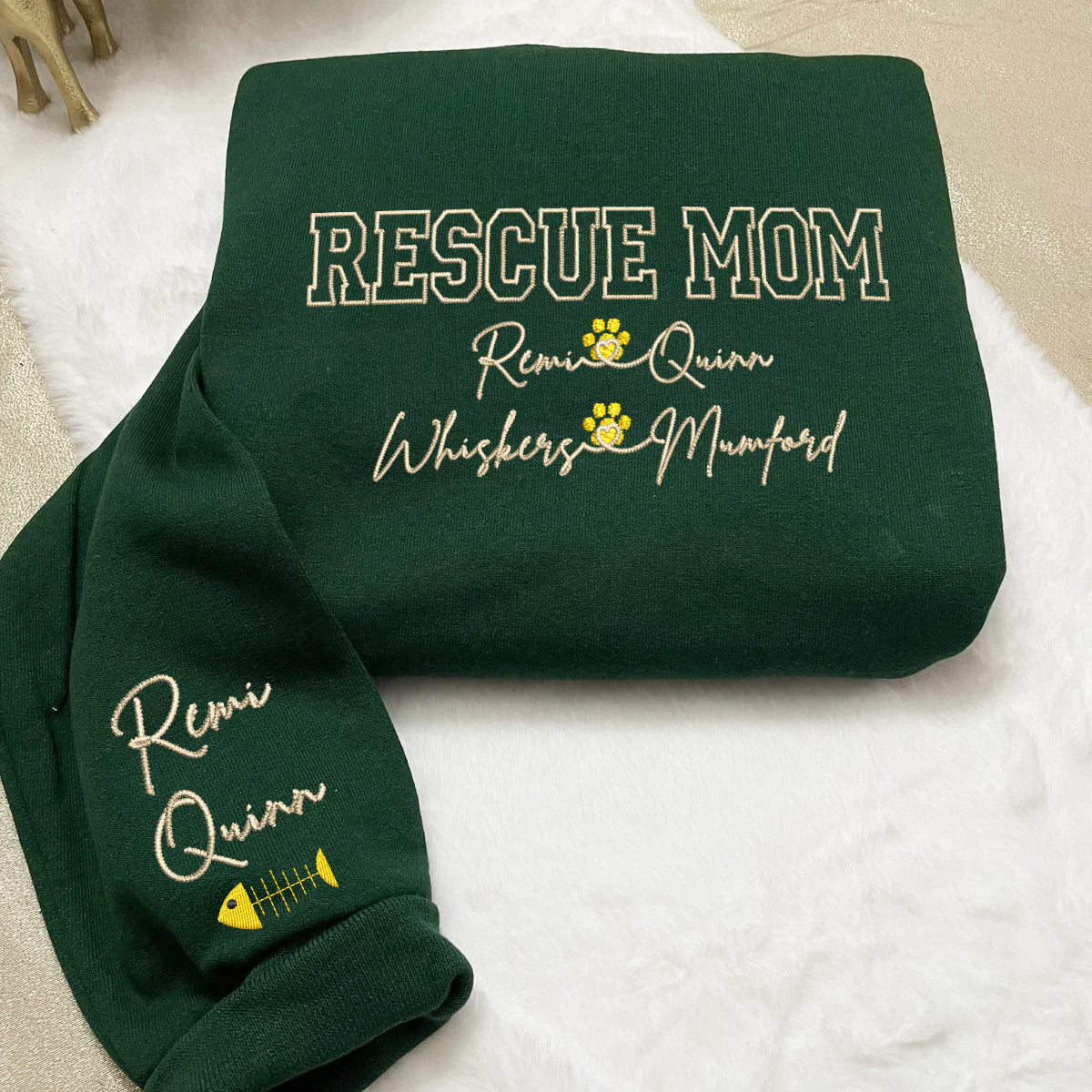 Custom Rescue Mom With Names Embroidered Hoodie