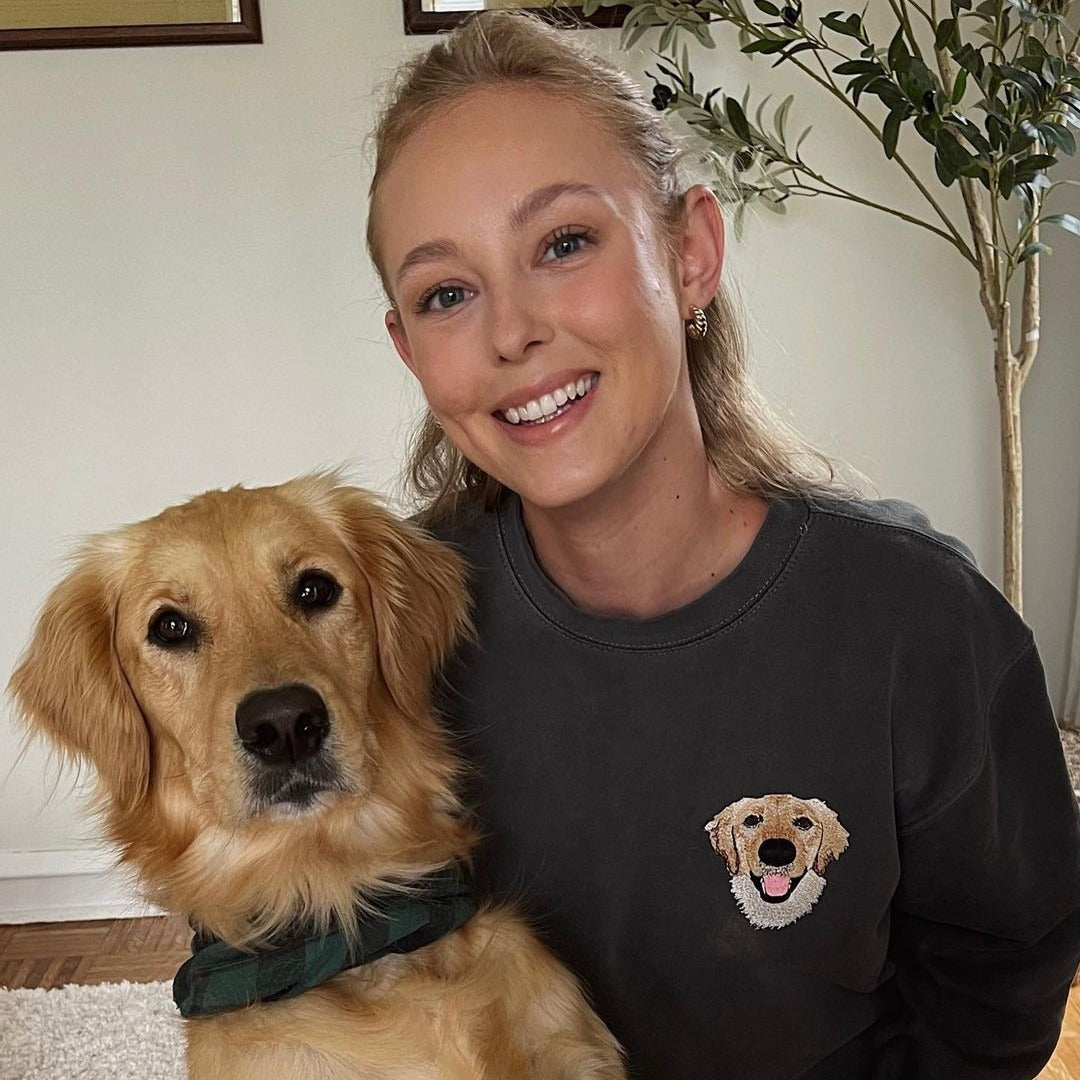 Custom Full-Color Dog Face Photo Embroidered Sweatshirt