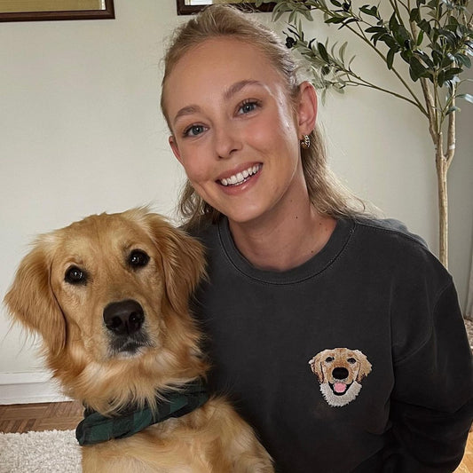 Custom Full-Color Dog Face Photo Embroidered Sweatshirt