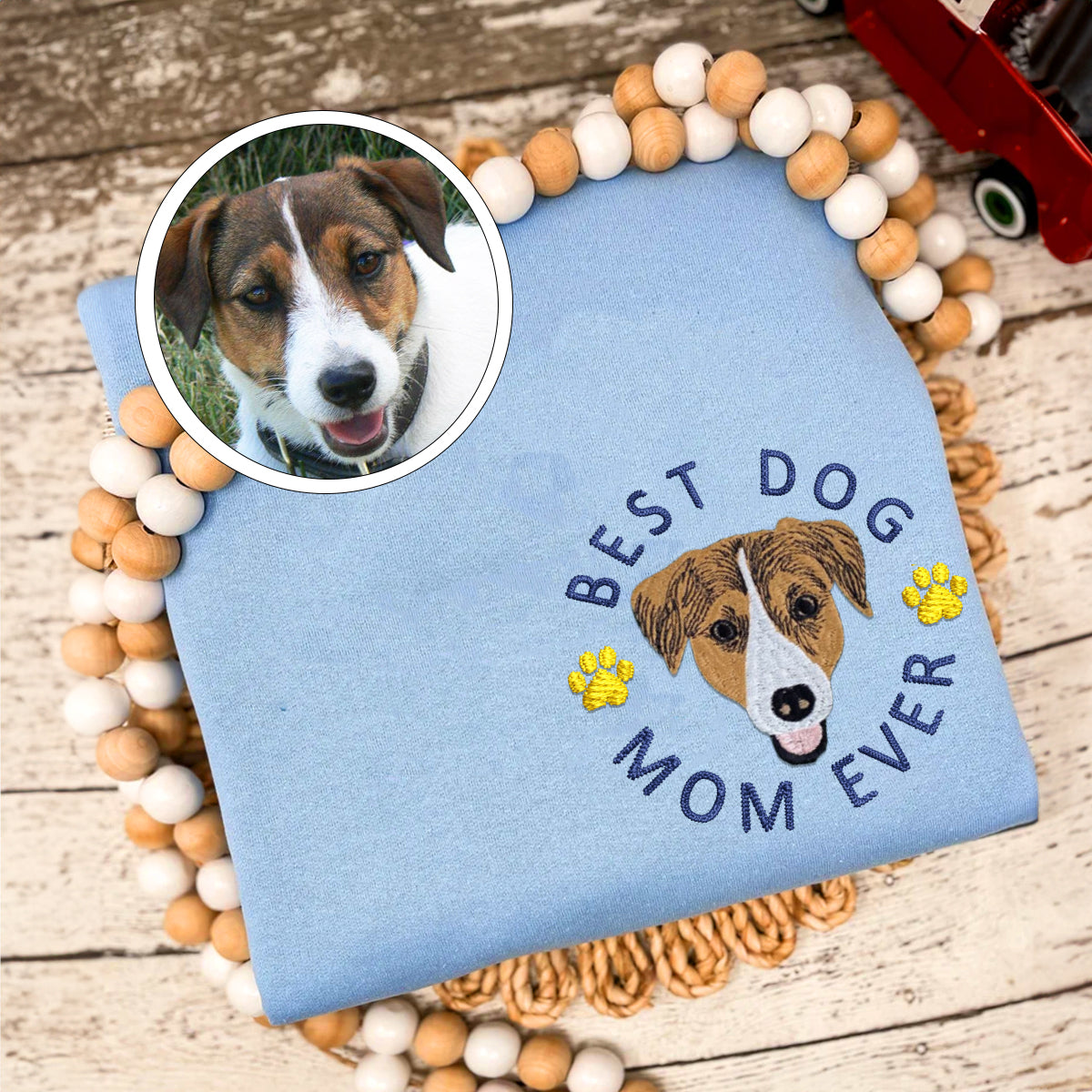 Custom Full-Color Best Dog Mom Ever Embroidered Hoodie