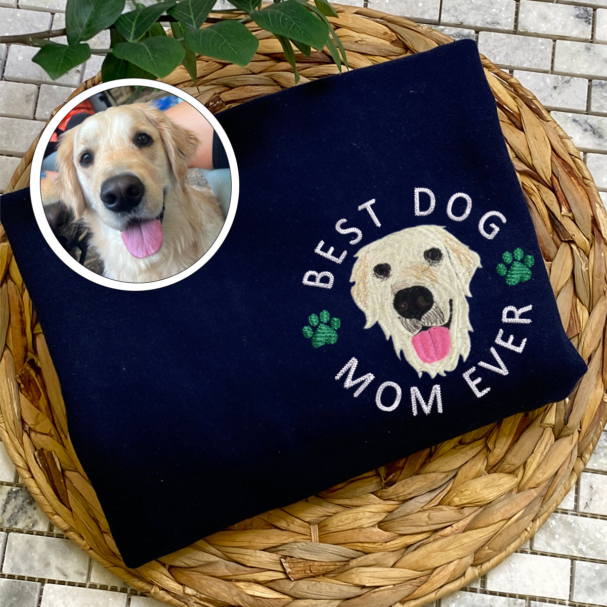 Custom Full-Color Best Dog Mom Ever Embroidered Hoodie