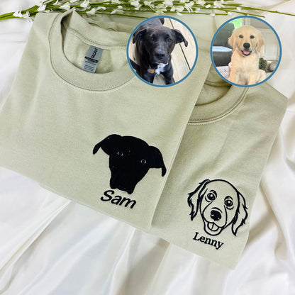 Custom Dog Portrait Line Art Embroidered Sweatshirt