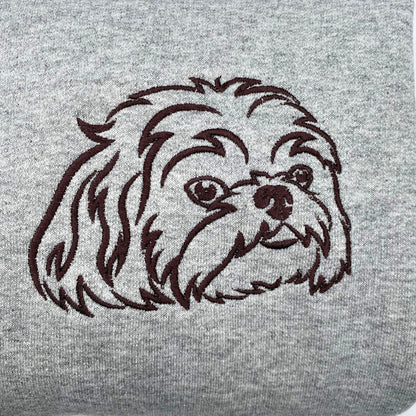 Custom Dog Portrait Line Art Embroidered Sweatshirt