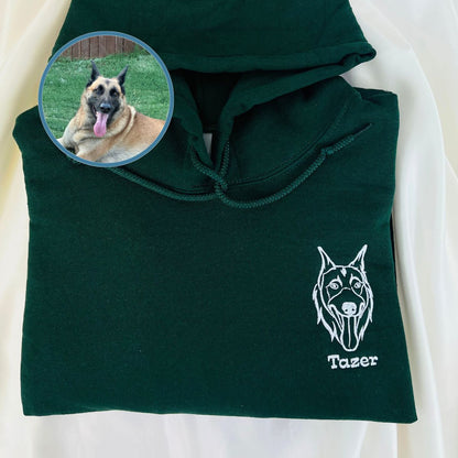 Custom Dog Face Outline Embroidered Hoodie