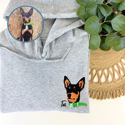 Custom Full-Color Dog Face Photo Embroidered Hoodie