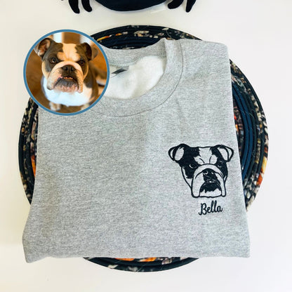 Custom Dog Portrait Line Art Embroidered Sweatshirt