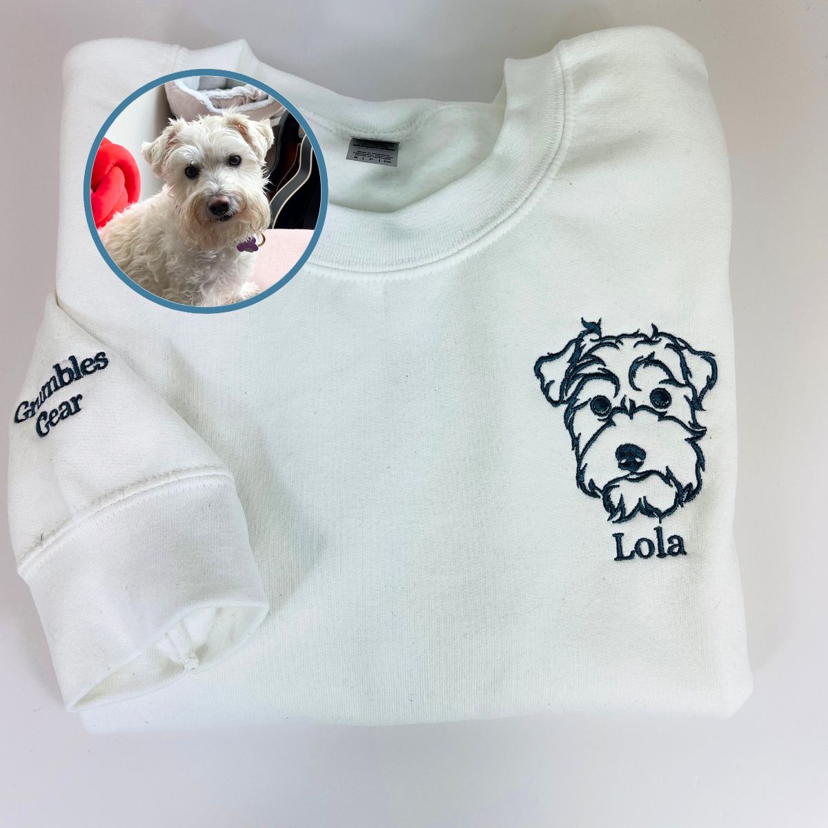 Custom Dog Portrait Line Art Embroidered Sweatshirt