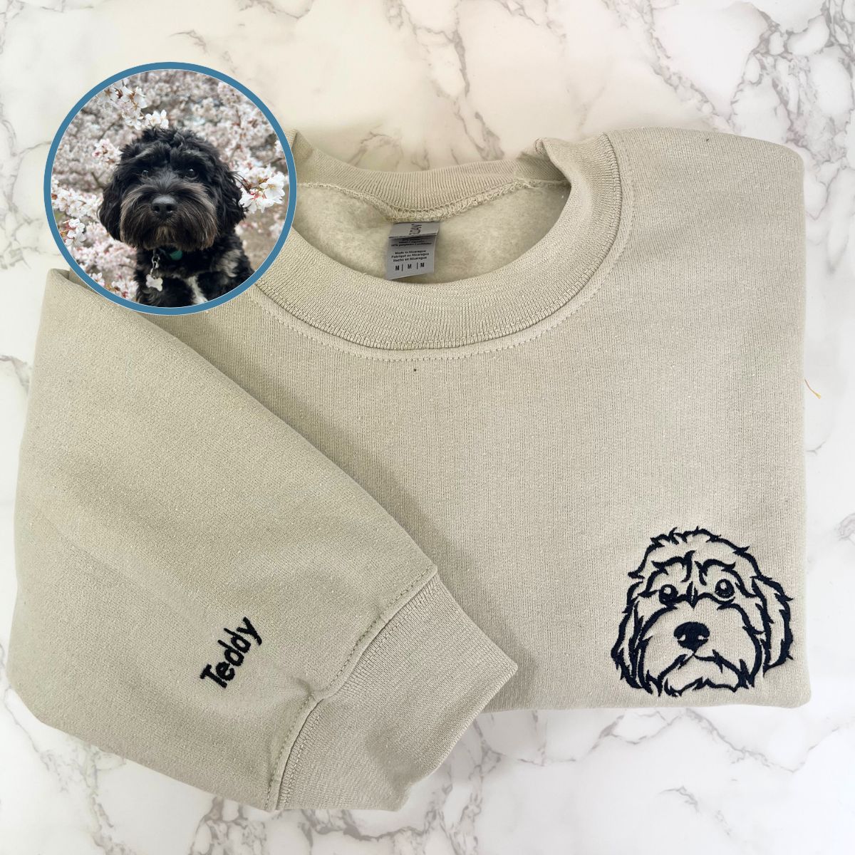 Custom Dog Portrait Line Art Embroidered Sweatshirt