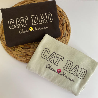 Custom Cat Dad with Names Embroidered Sweatshirt