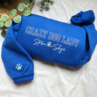 Custom Crazy Dog Lady With Names Embroidered Hoodie