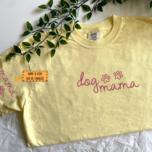 Custom Dog Mama Embroidered T-Shirt