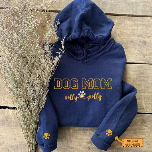 Custom Dog Mom with Names Embroidered Hoodie