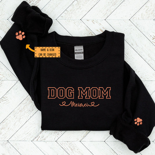 Custom Dog Mom with Names Embroidered Sweatshirt