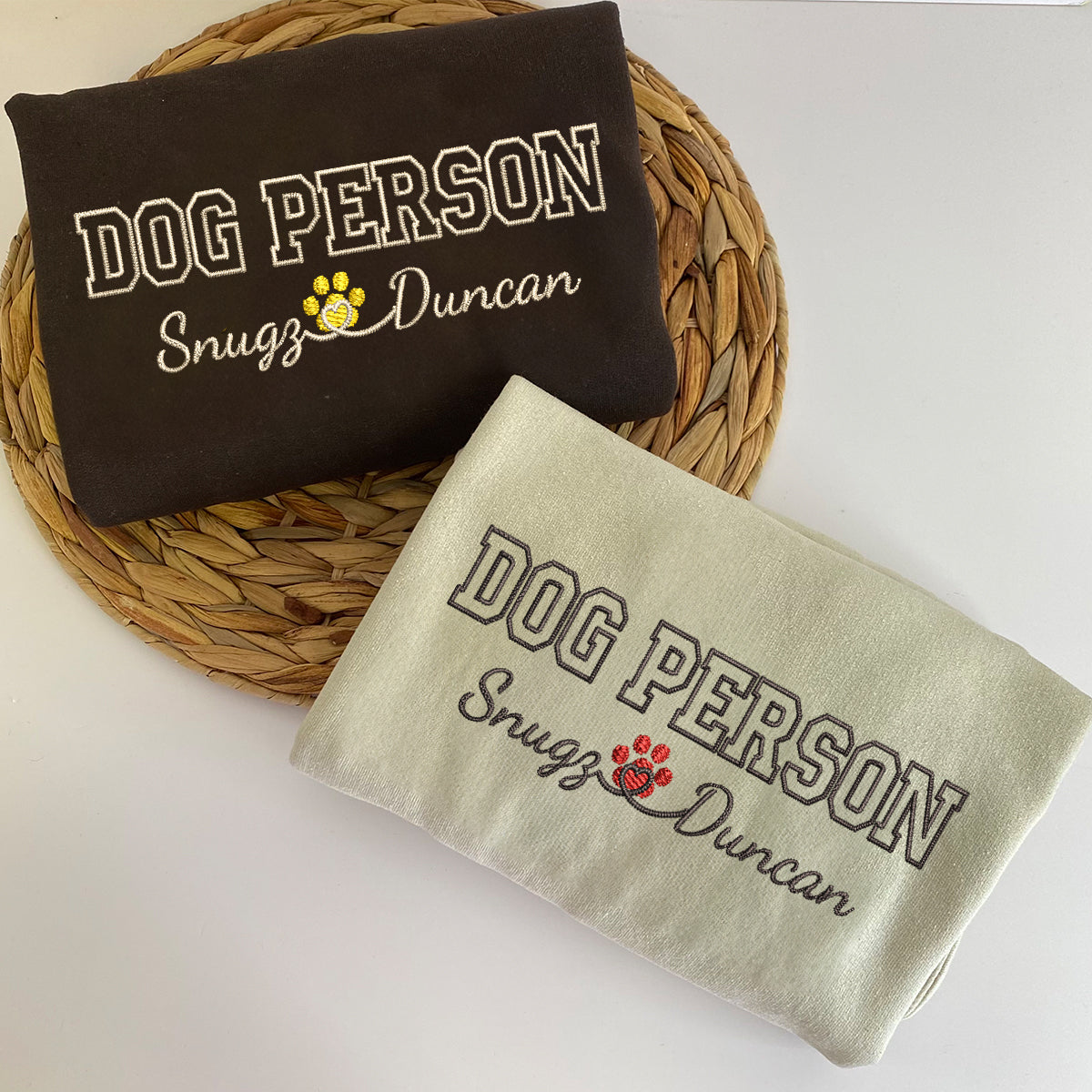 Custom Dog Person With Names Embroidered Hoodie